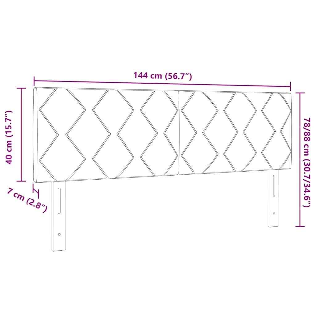 LED Headboard with LED Strip Lights Light grey 144 cm Velvet